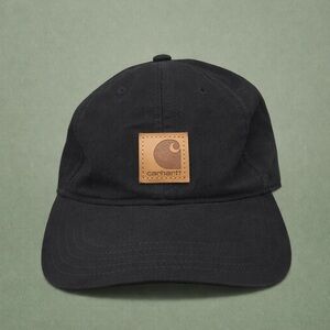 Carhartt Black Canvas Logo Cap Workwear Dad Hat